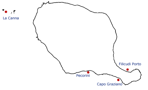 Mappa di Filicudi con ancoraggi